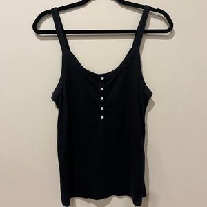 Aerie Black Tank with Button Detail